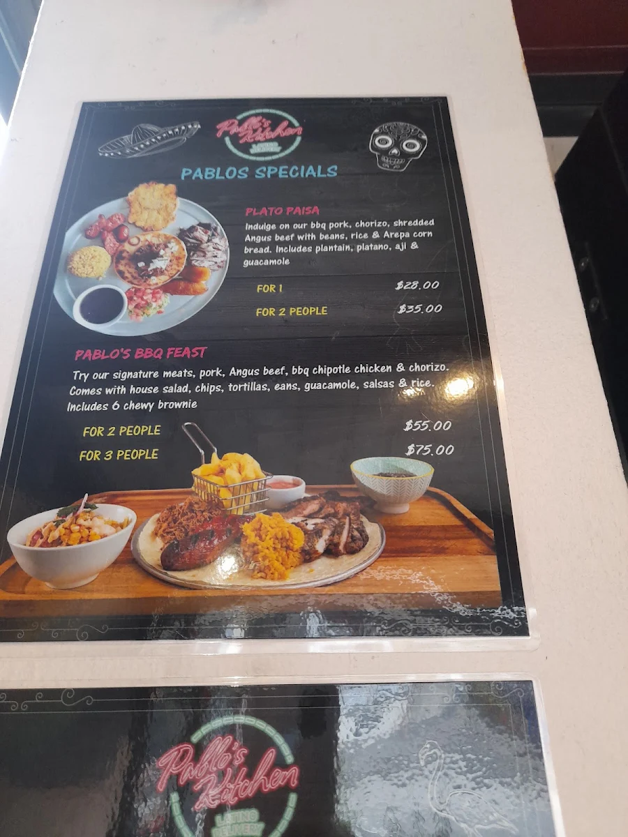 Menu, Pablo's Kitchen Catering