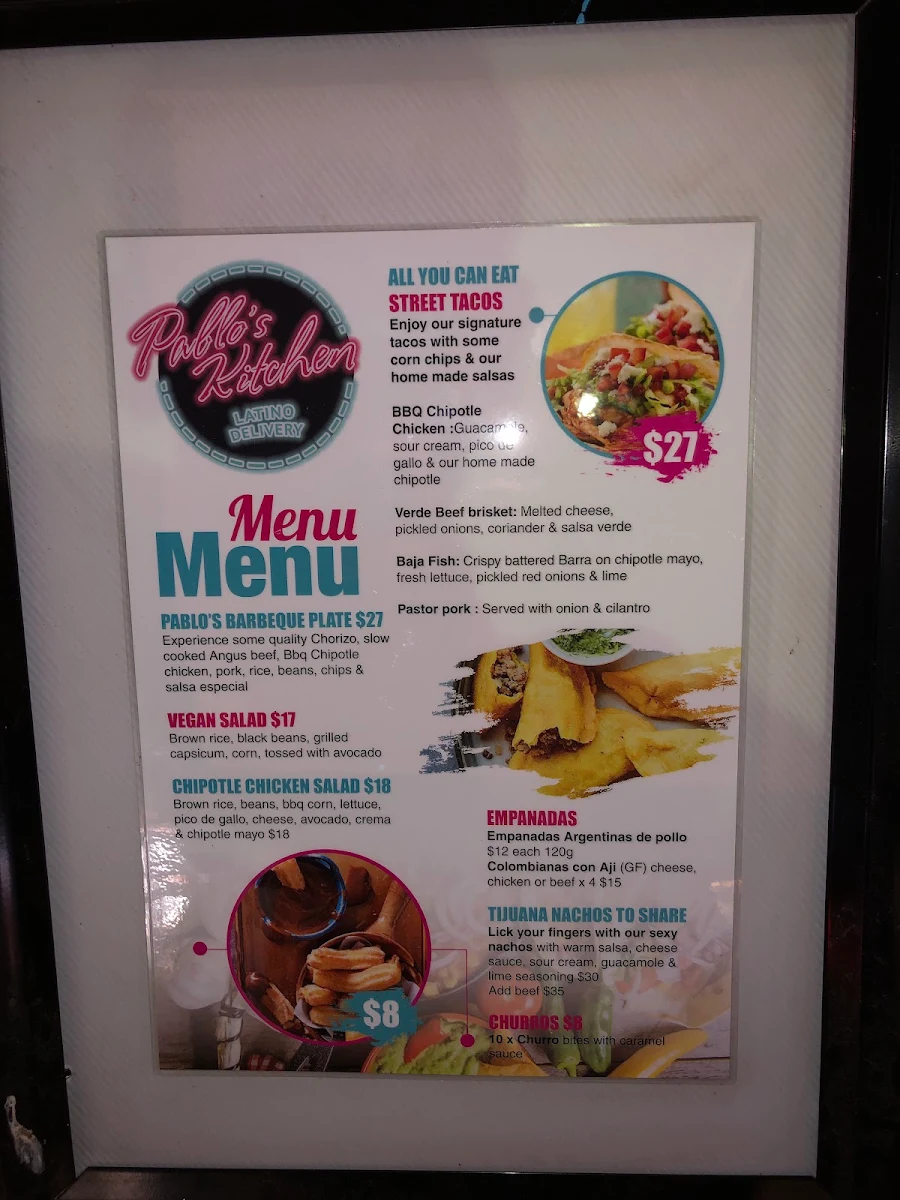 Menu, Pablo's Kitchen Catering