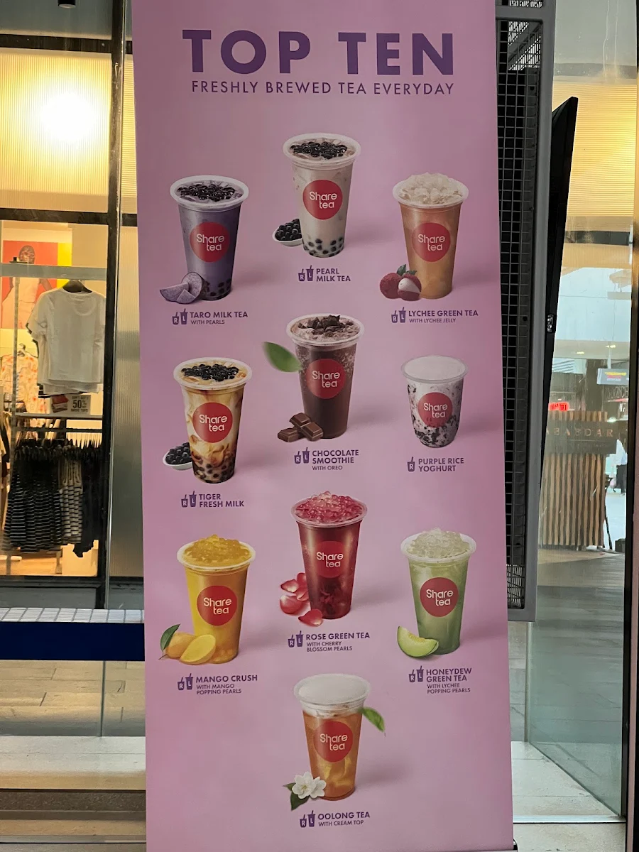 Menu, Sharetea Top Ryde