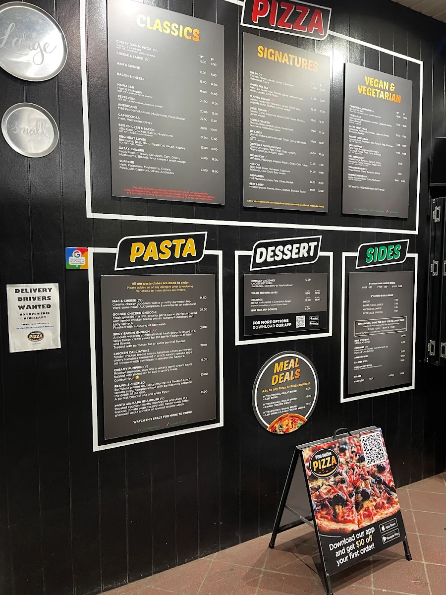 Menu, Pilot Station Pizza