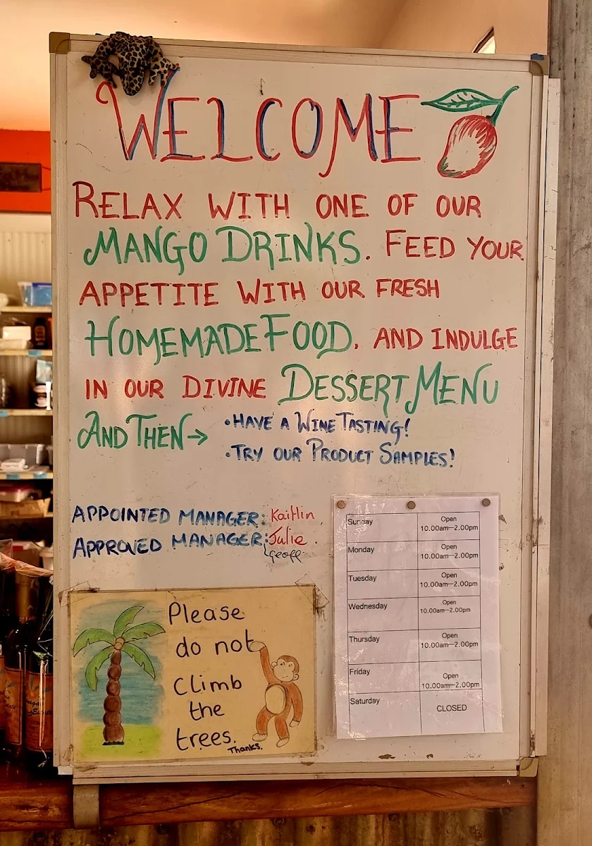 Menu, The Mango Place Broome