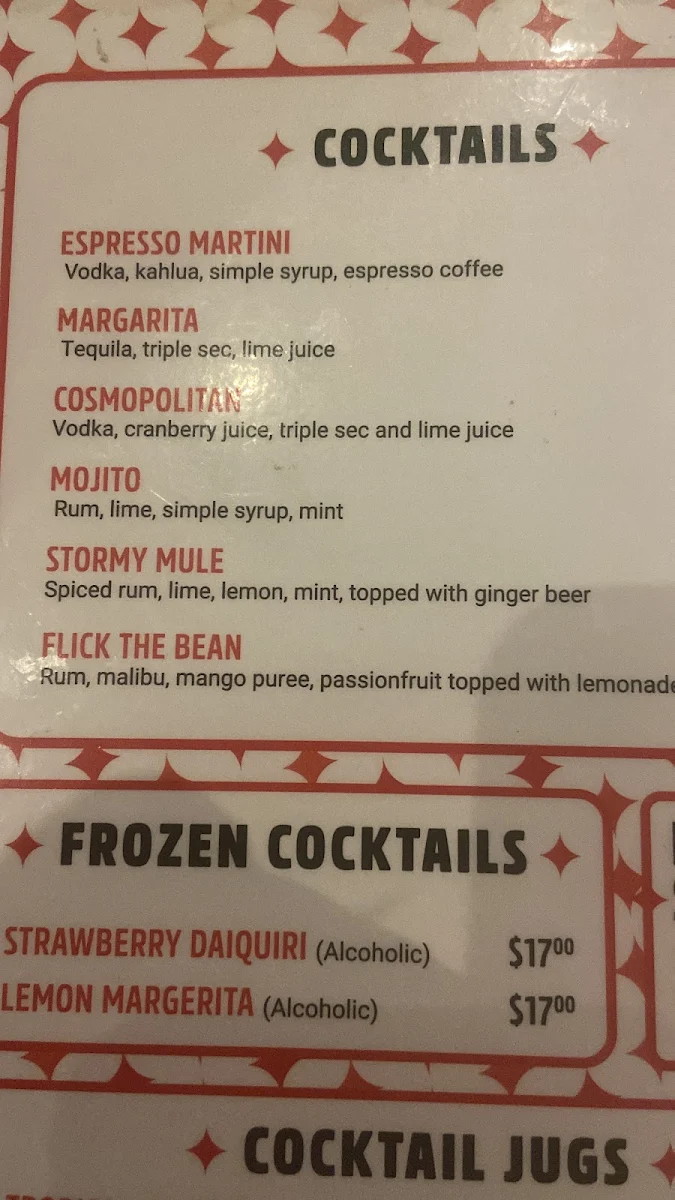 Menu, Archies Southwest
