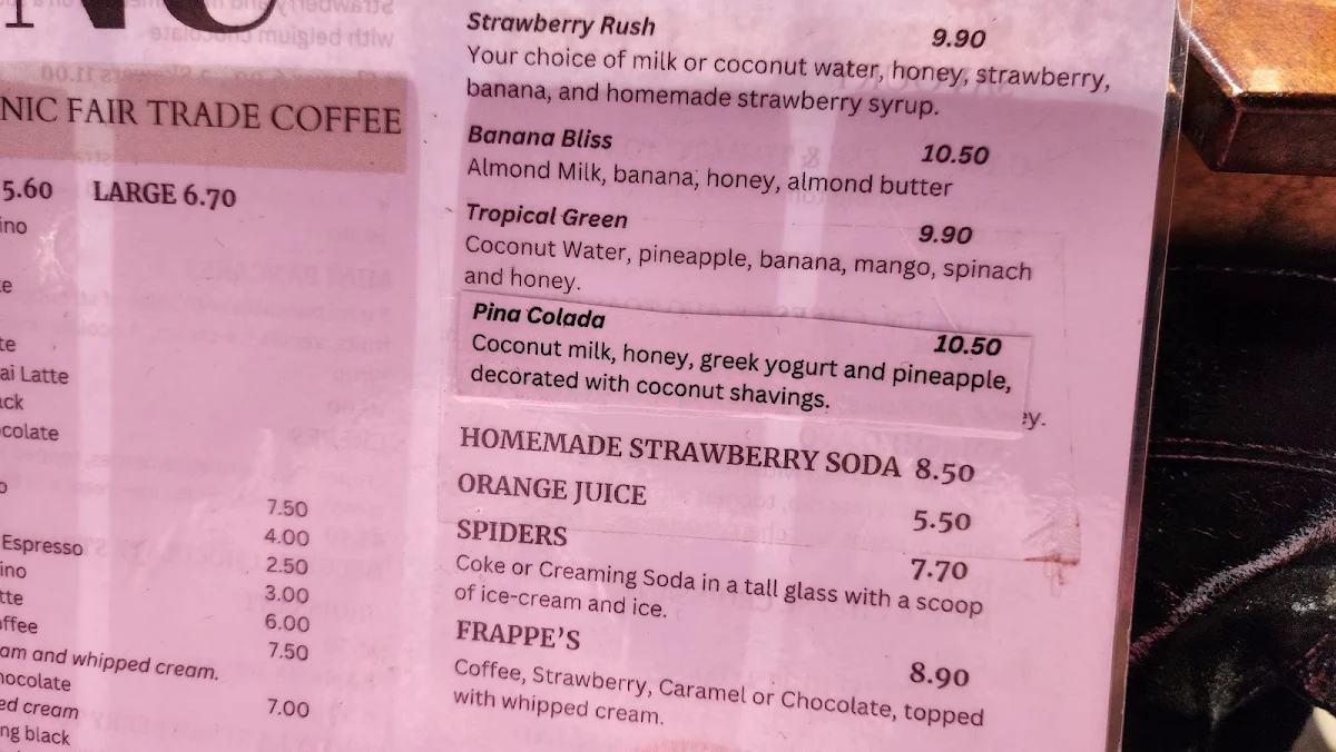 Menu, Strawberry View Coffee Shack