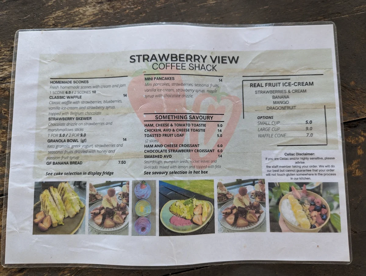 Menu, Strawberry View Coffee Shack