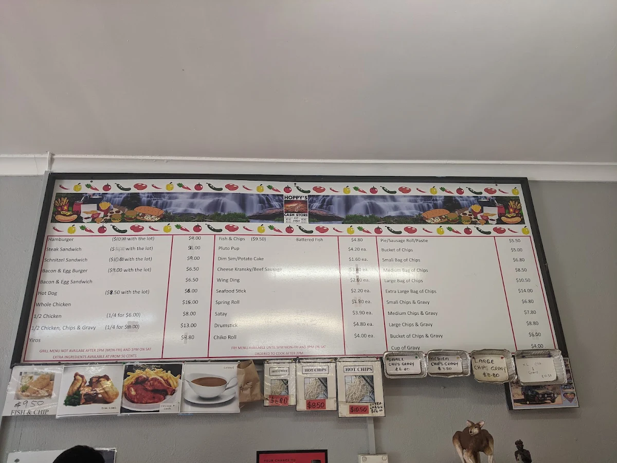 Menu, Hoppy's Cash Store