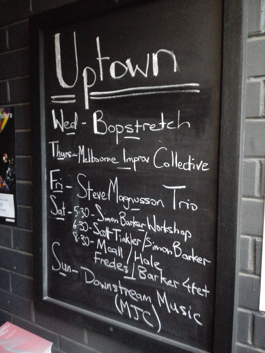 Menu, Uptown Jazz Cafe