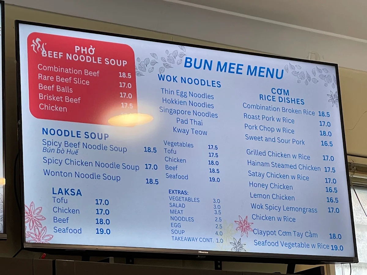 Menu, Woodville Bun Mee