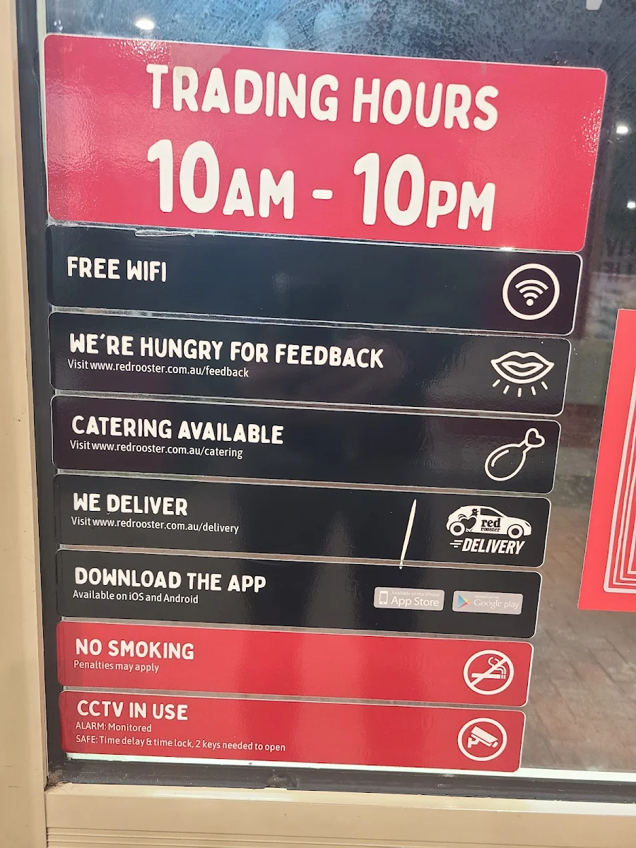 Menu, Red Rooster - Campbellfield