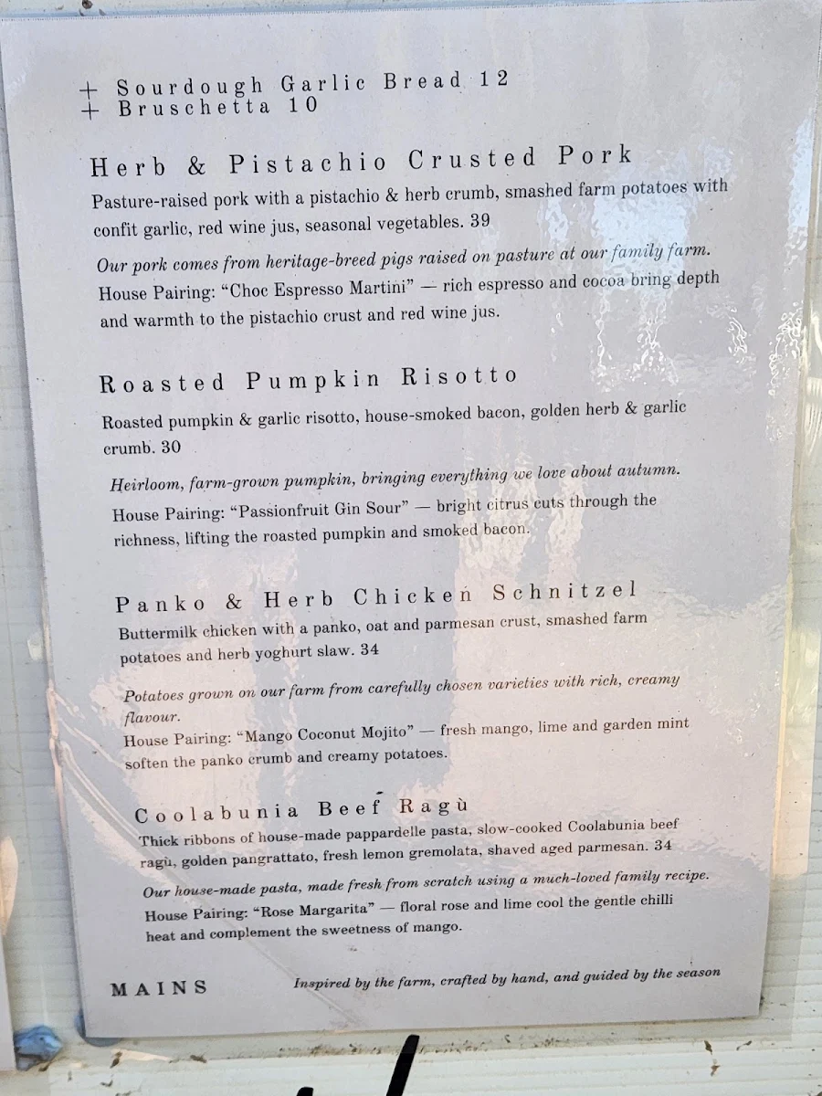 Menu, Whipbird