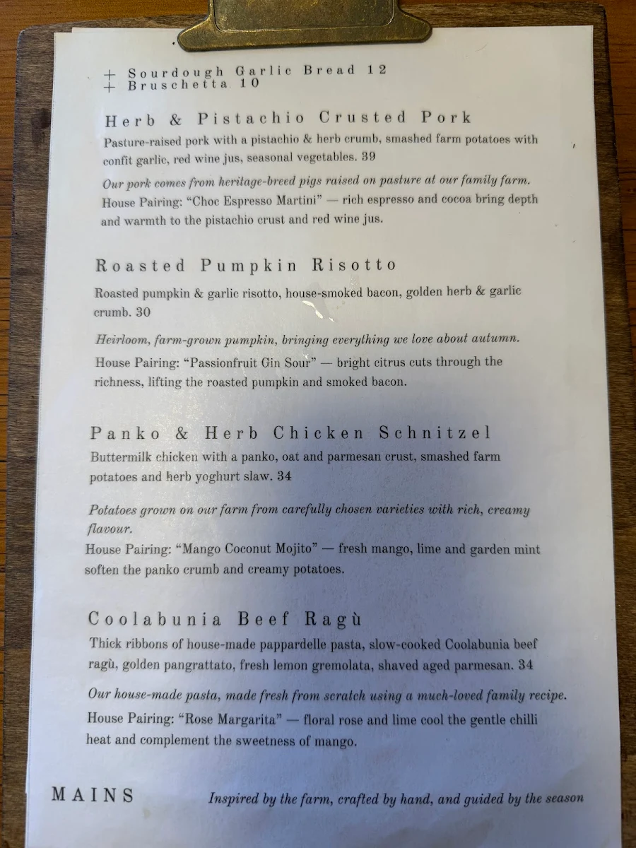 Menu, Whipbird
