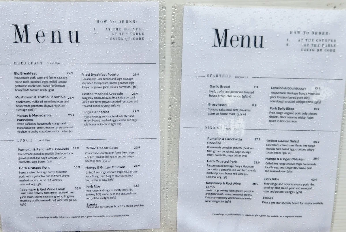 Menu, Whipbird