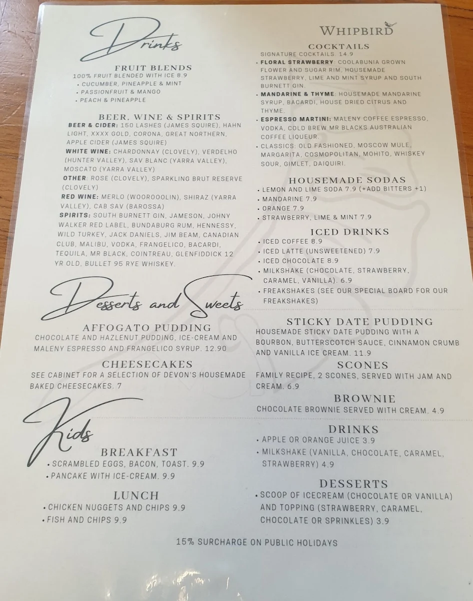 Menu, Whipbird