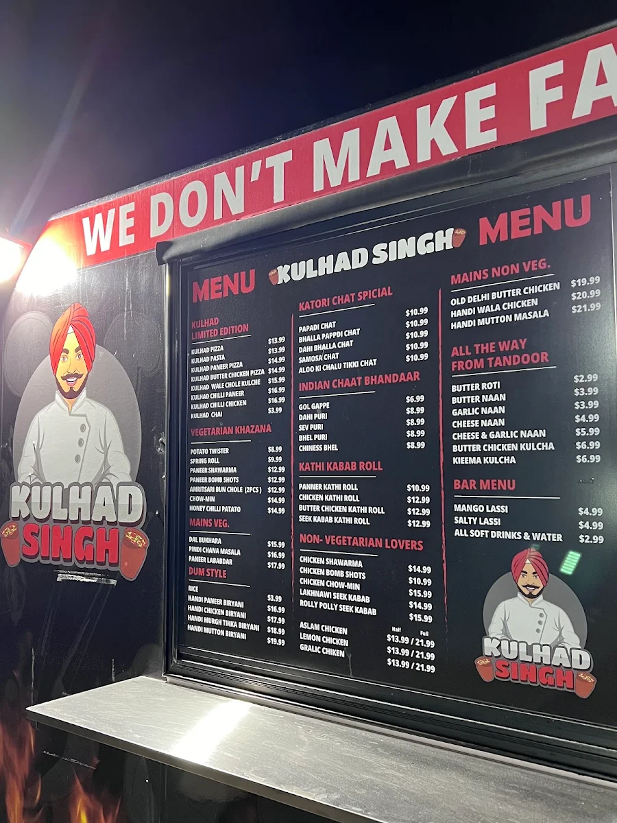 Menu, KULHAD SINGH (Kulhad Pizza)
