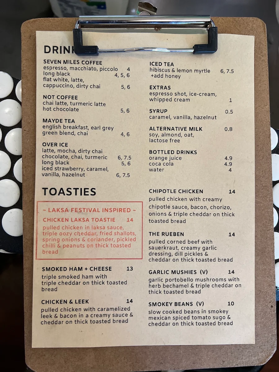Menu, The Black Russian Caravan Bar