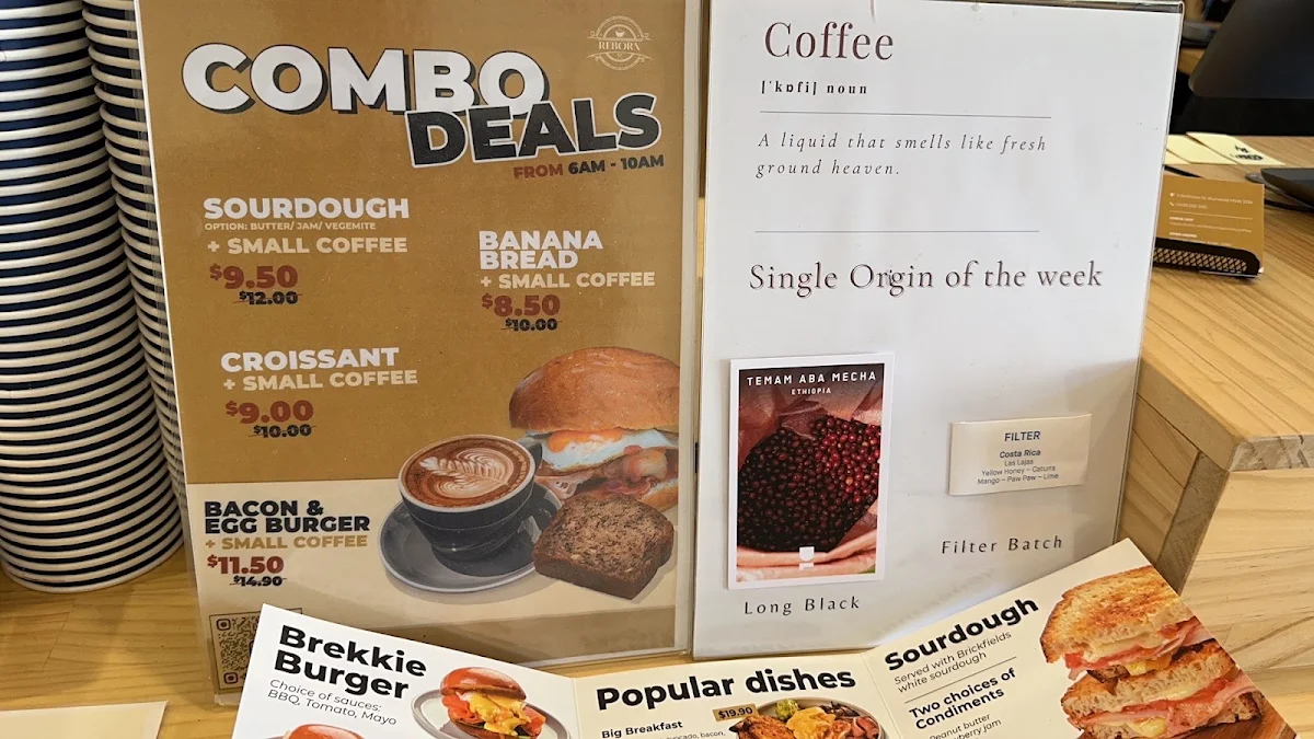 Menu, Reborn Cafe Burwood