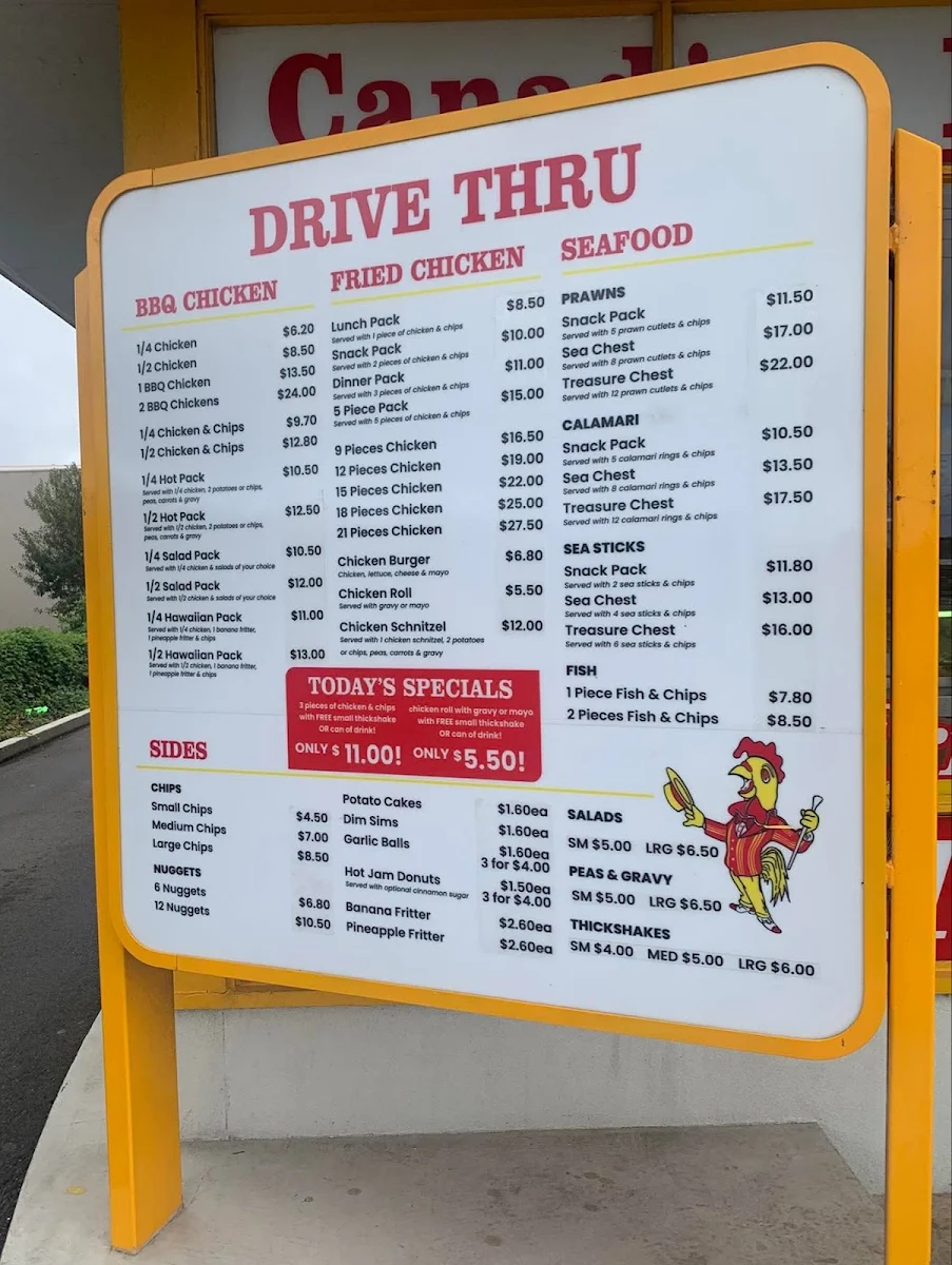 Menu, Canadian Rooster