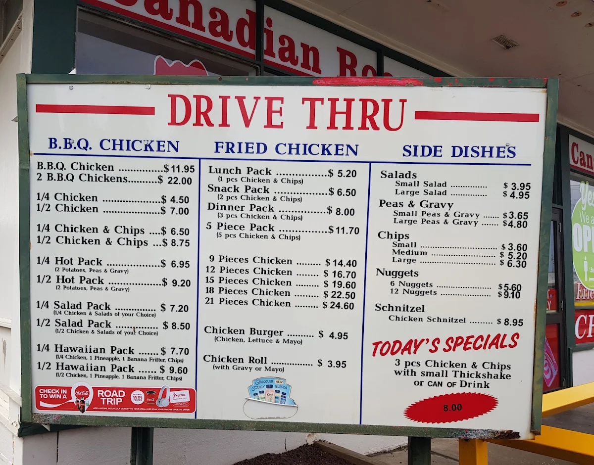 Menu, Canadian Rooster