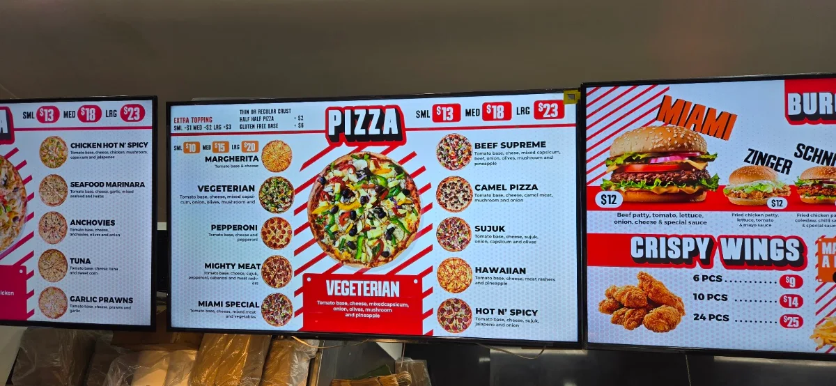 Menu, Miami Pizza