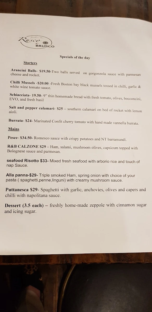 Menu, Rusco and Brusco