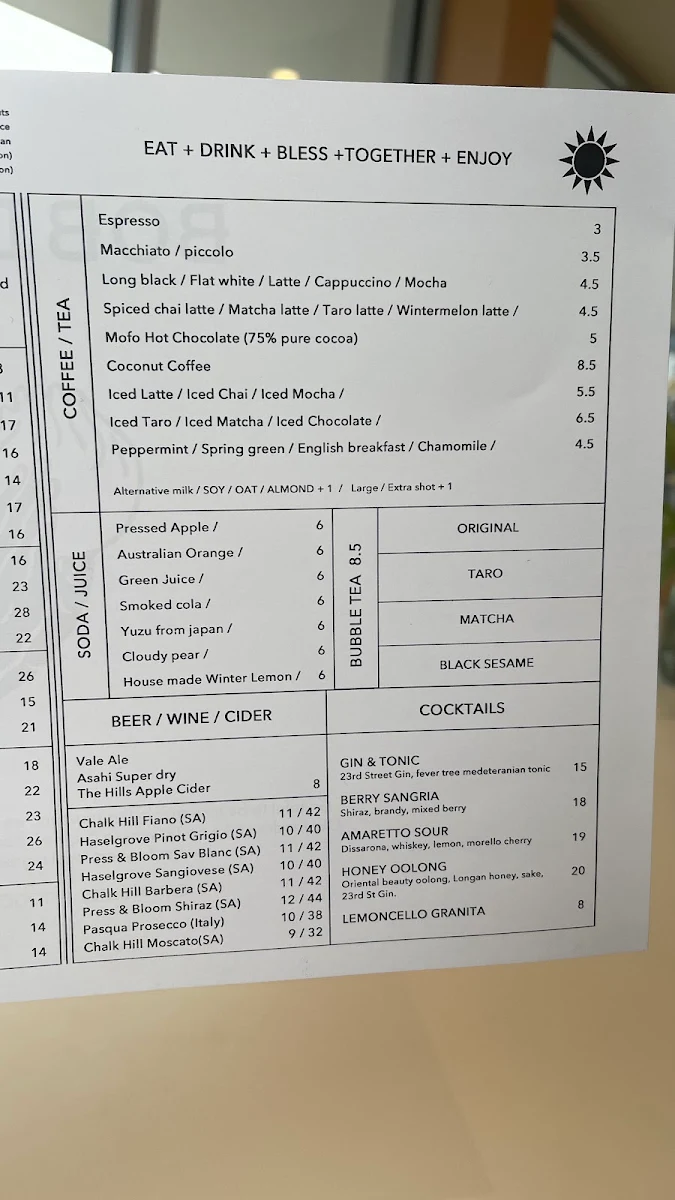 Menu, Bobibao