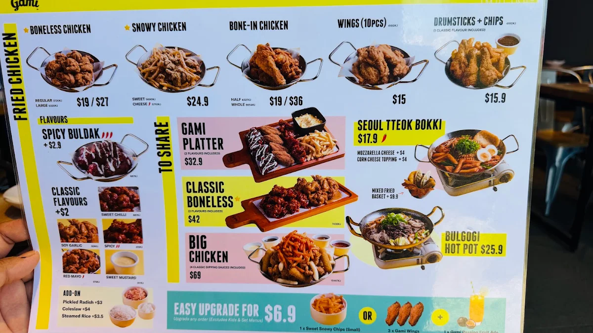 Menu, Gami Korean Chicken