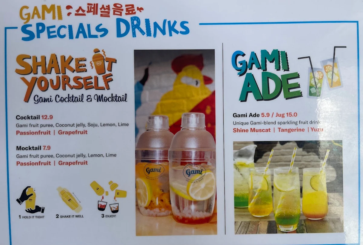 Menu, Gami Korean Chicken