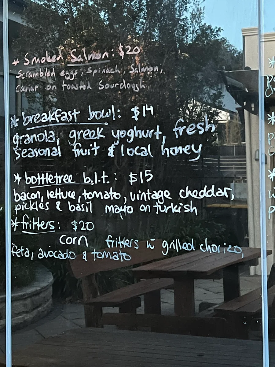 Menu, Bottletree Kitchen