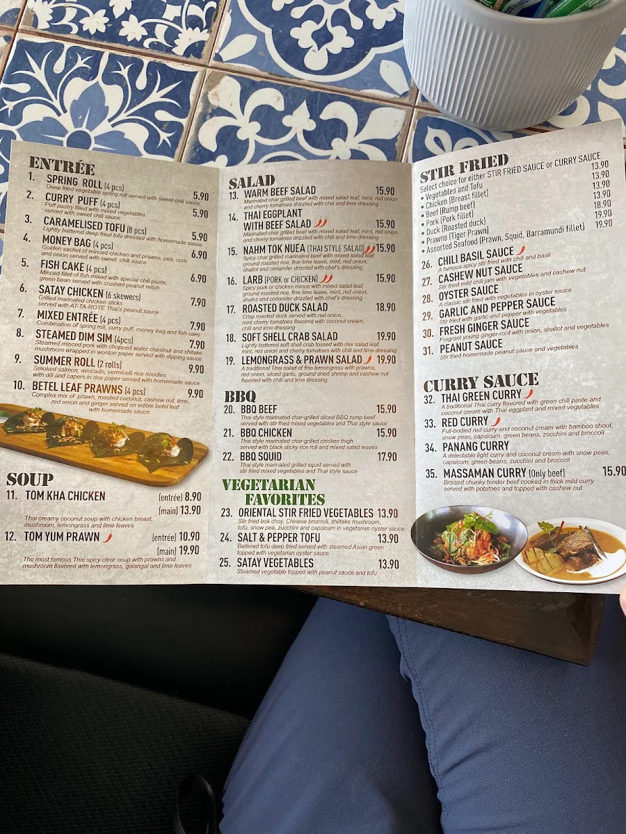 Menu, At-Ta-Rote Thai