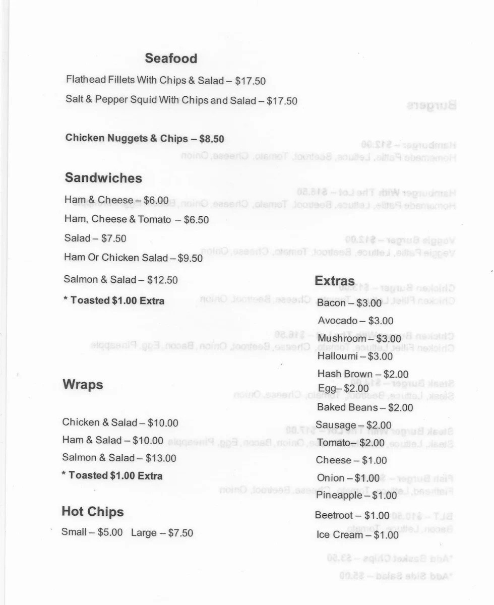 Menu, The Peachester Cafe Bakery