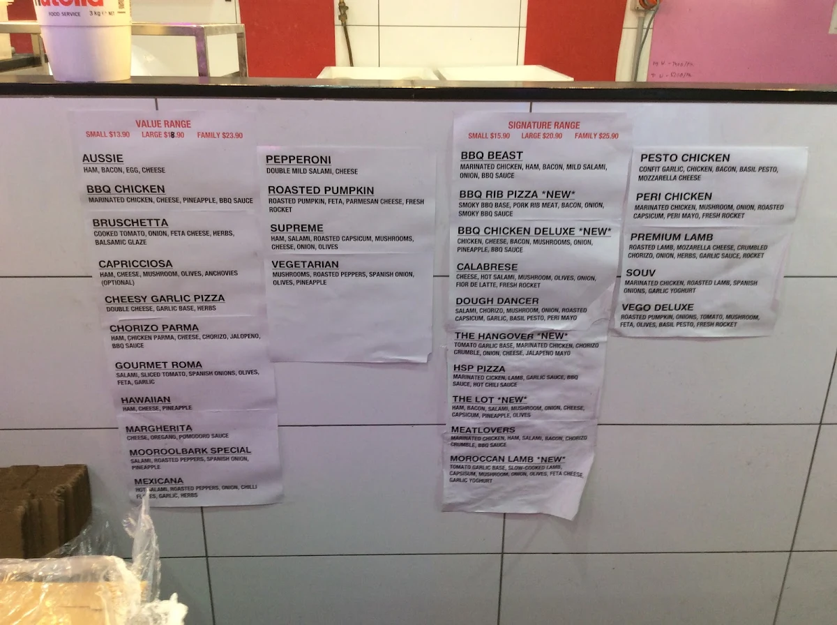 Menu, Dough Machine Pizza & Donuts