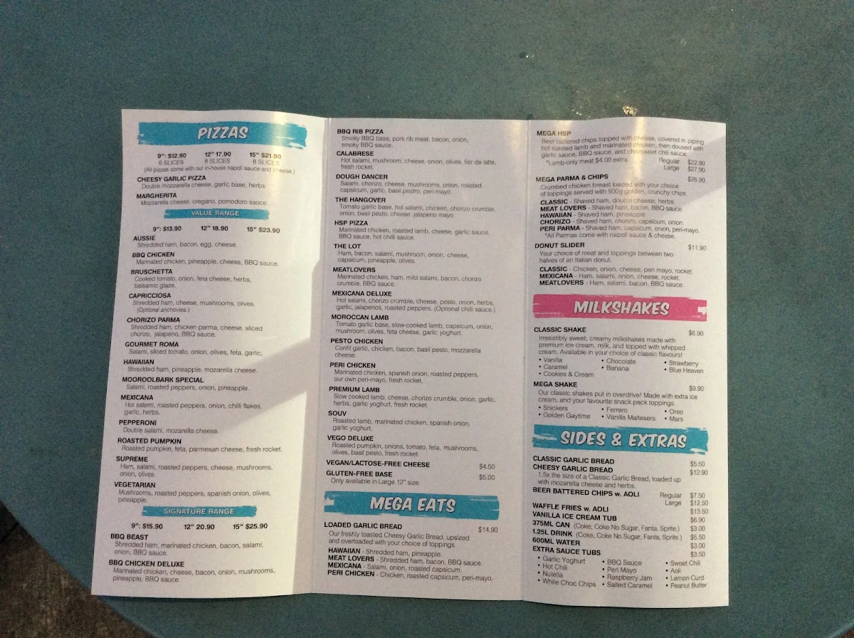 Menu, Dough Machine Pizza & Donuts