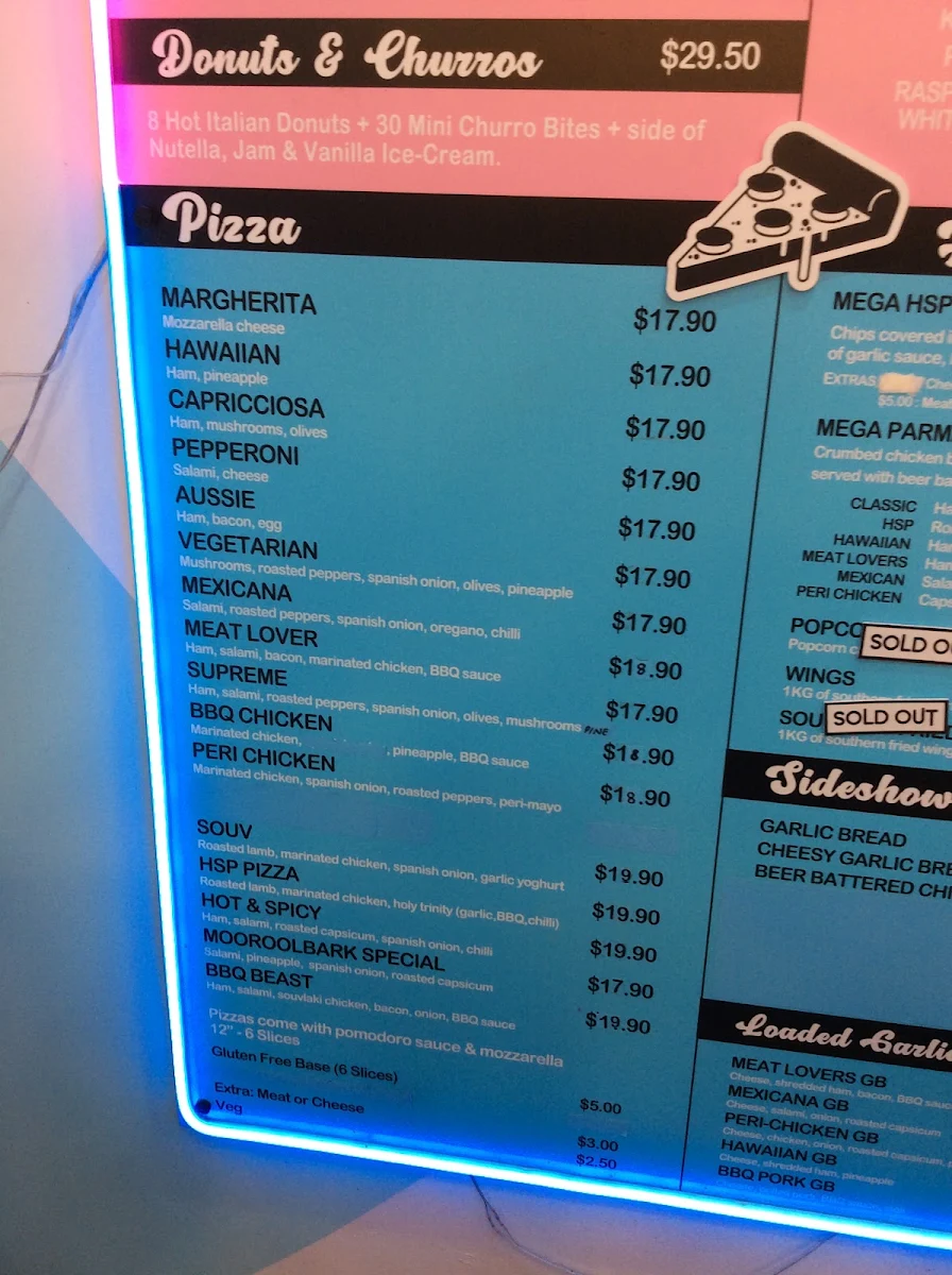 Menu, Dough Machine Pizza & Donuts