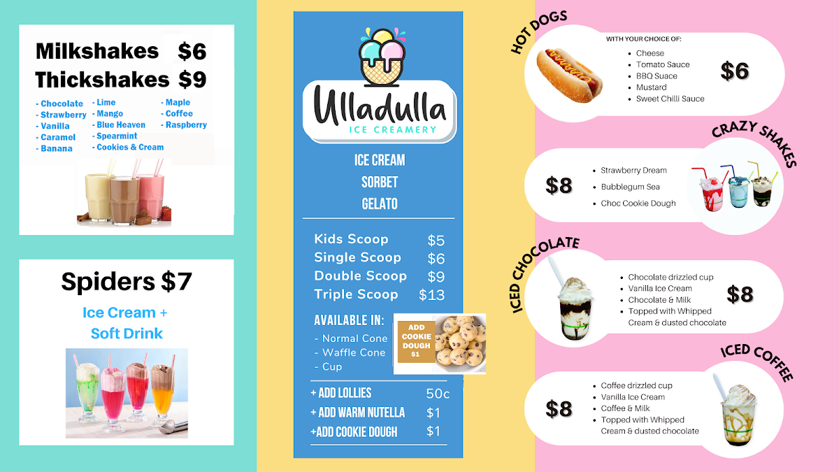Menu, Ulladulla Ice Creamery + Gelato & Sorbet