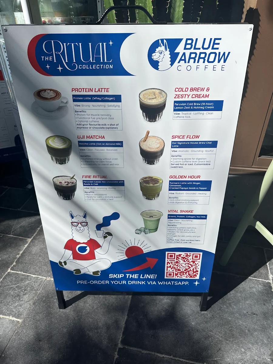 Menu, Blue Arrow Coffee