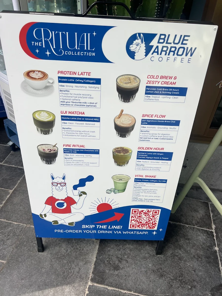 Menu, Blue Arrow Coffee