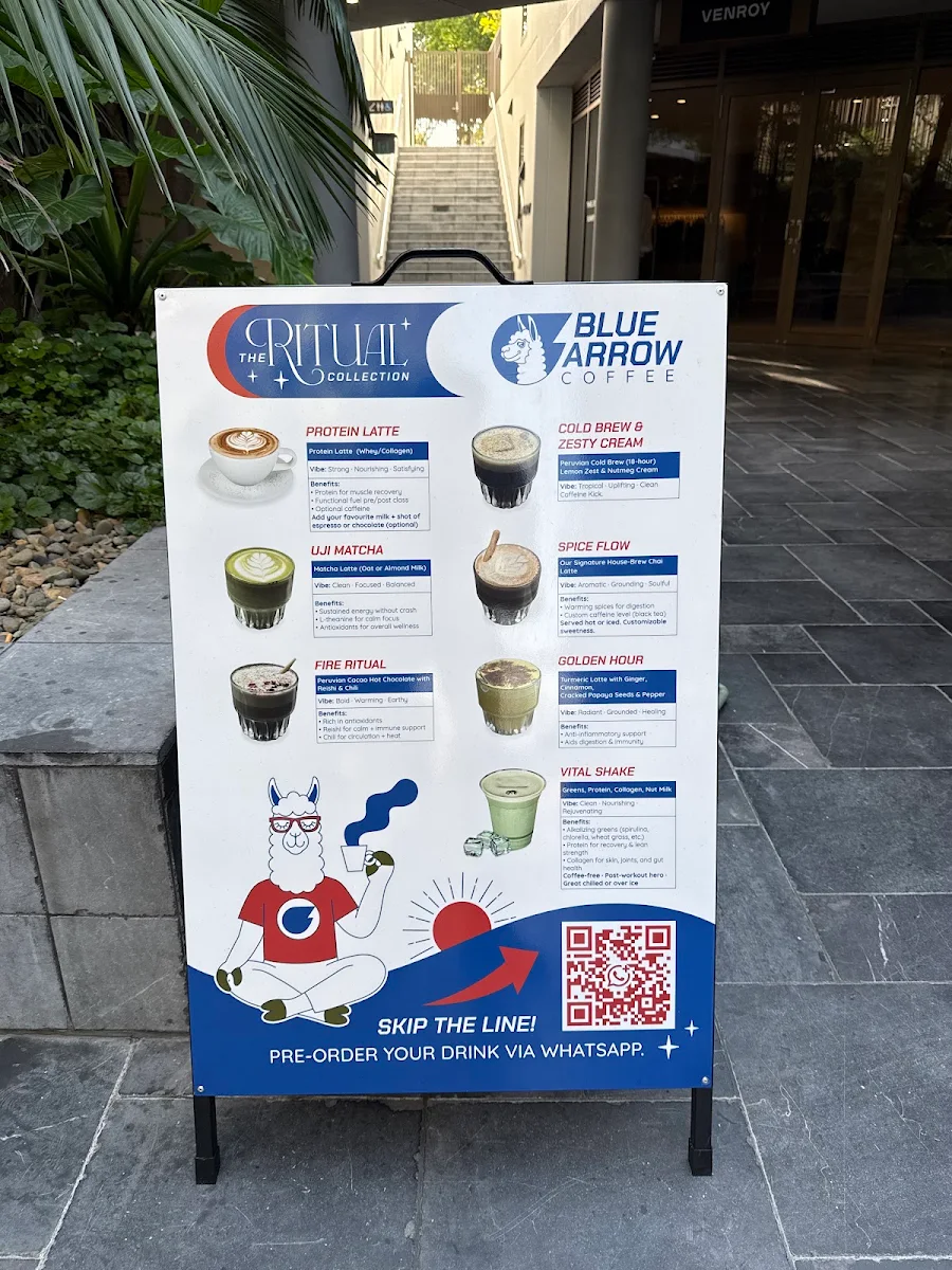 Menu, Blue Arrow Coffee