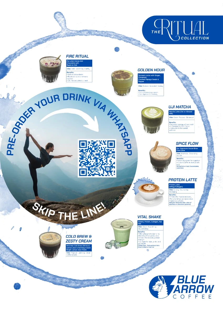 Menu, Blue Arrow Coffee