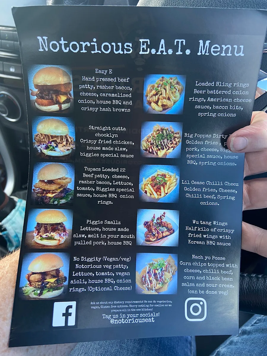 Menu, Notorious E.A.T. Foodtruck catering