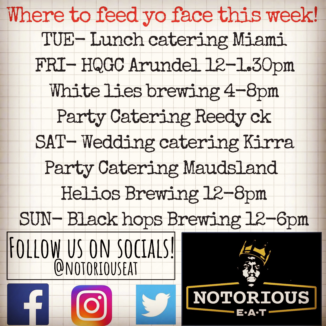 Menu, Notorious E.A.T. Foodtruck catering