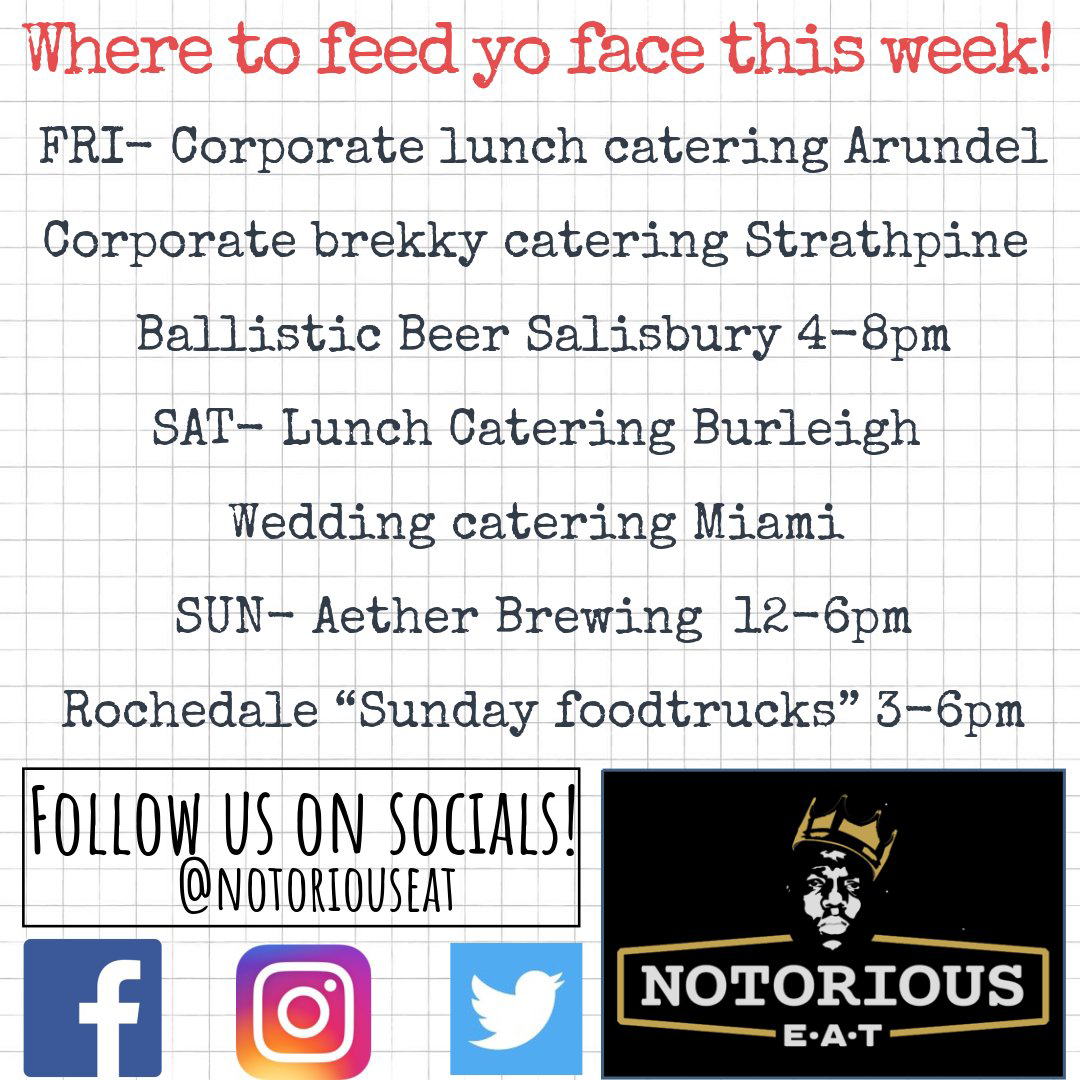 Menu, Notorious E.A.T. Foodtruck catering