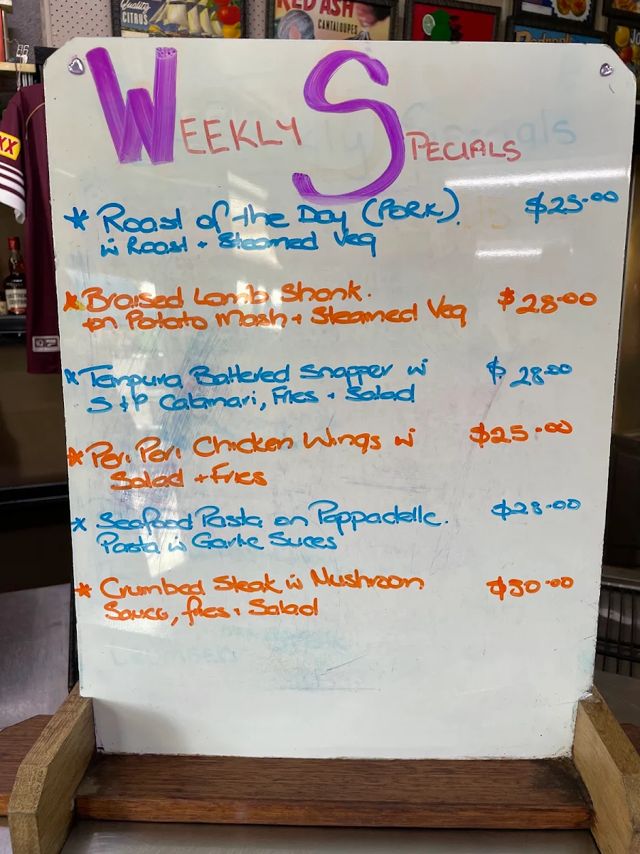 Menu, Royal Hotel Mundubbera