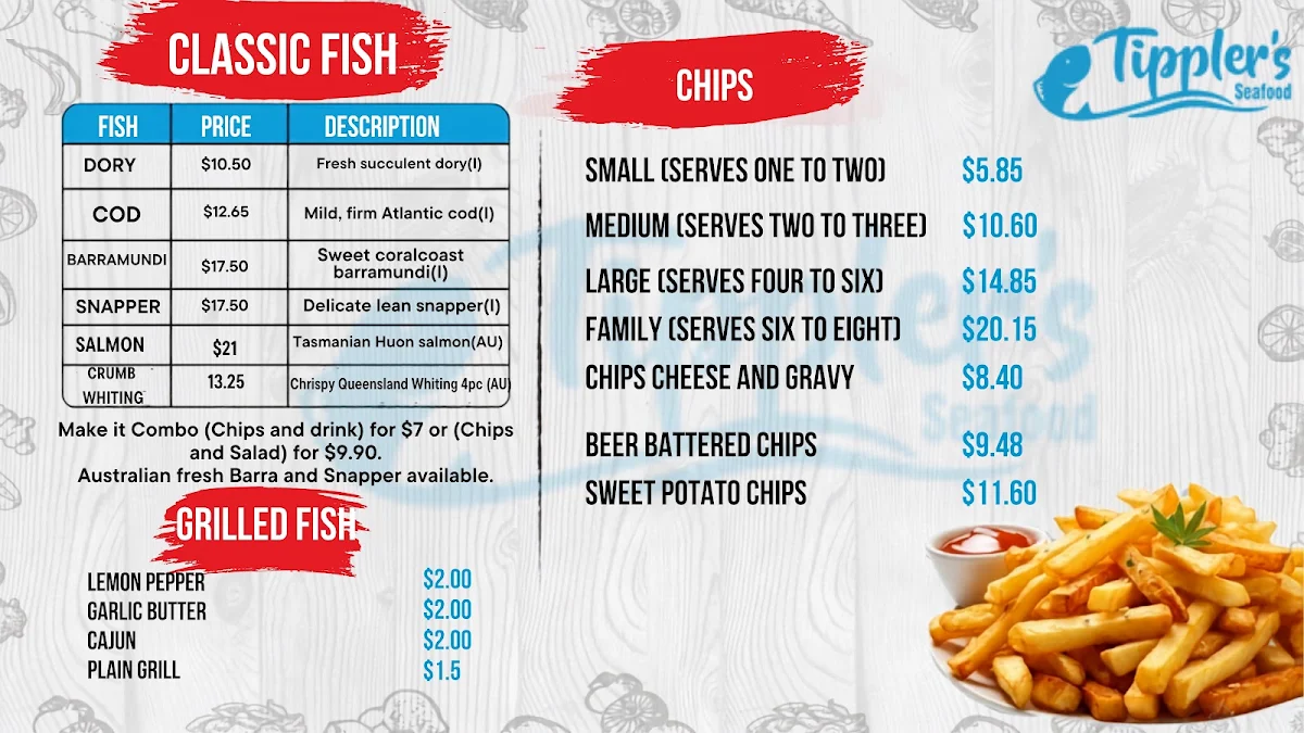Menu, Tippler's Seafood