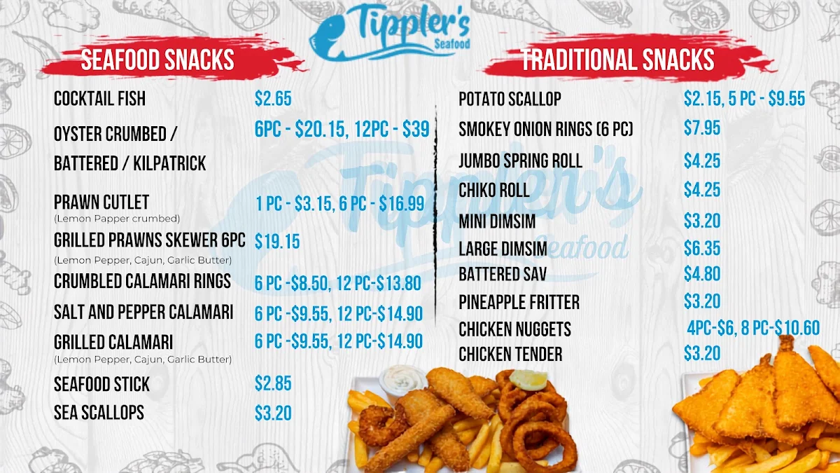 Menu, Tippler's Seafood