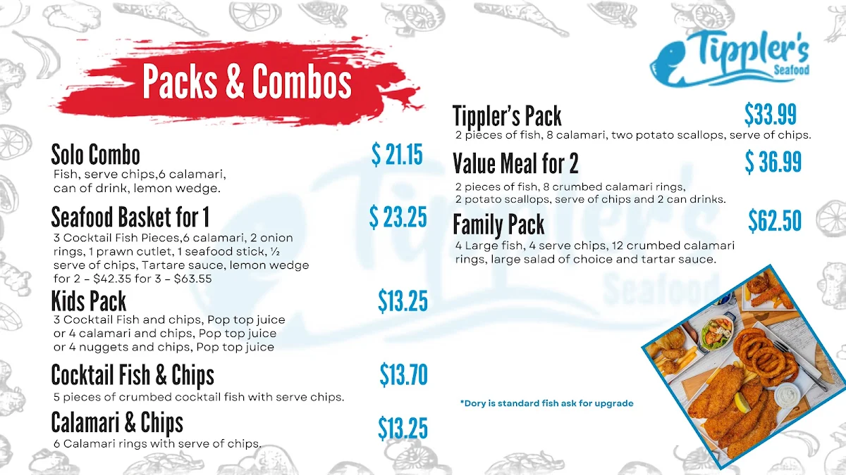 Menu, Tippler's Seafood