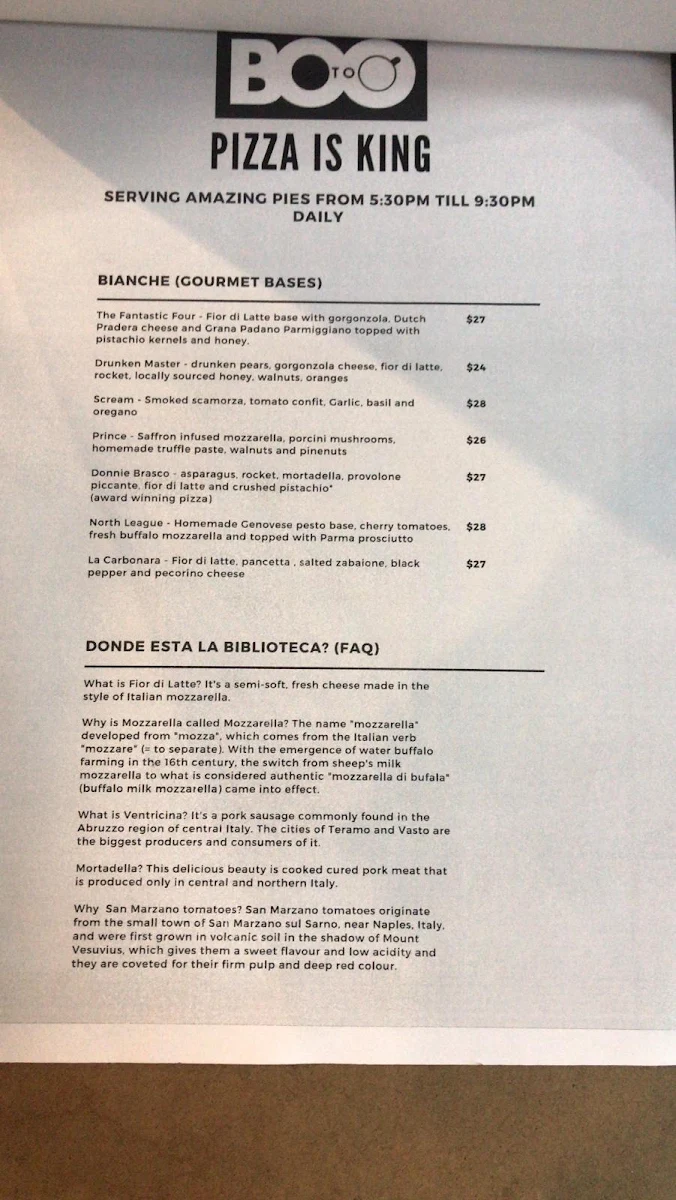Menu, BOOtoo