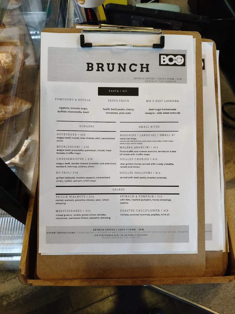 Menu, BOOtoo