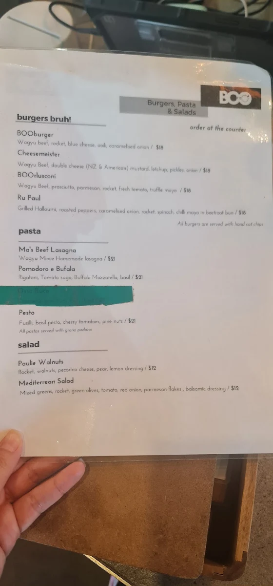 Menu, BOOtoo