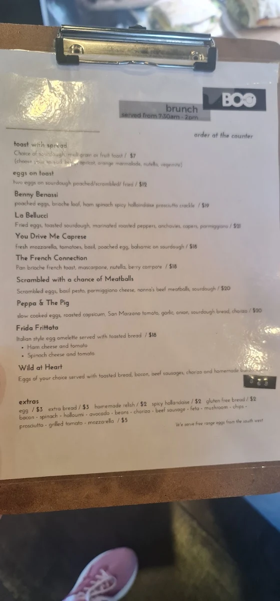 Menu, BOOtoo