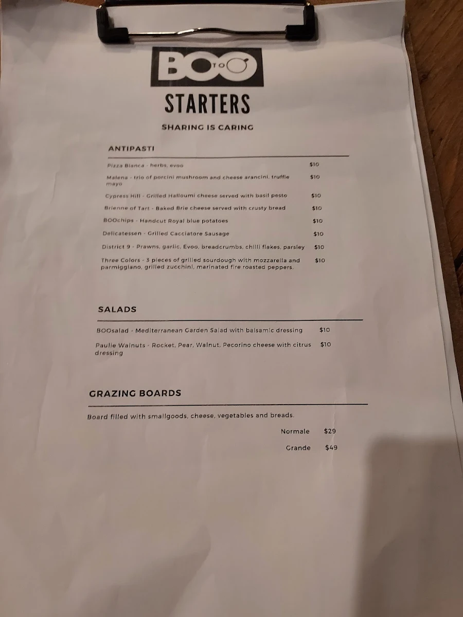 Menu, BOOtoo