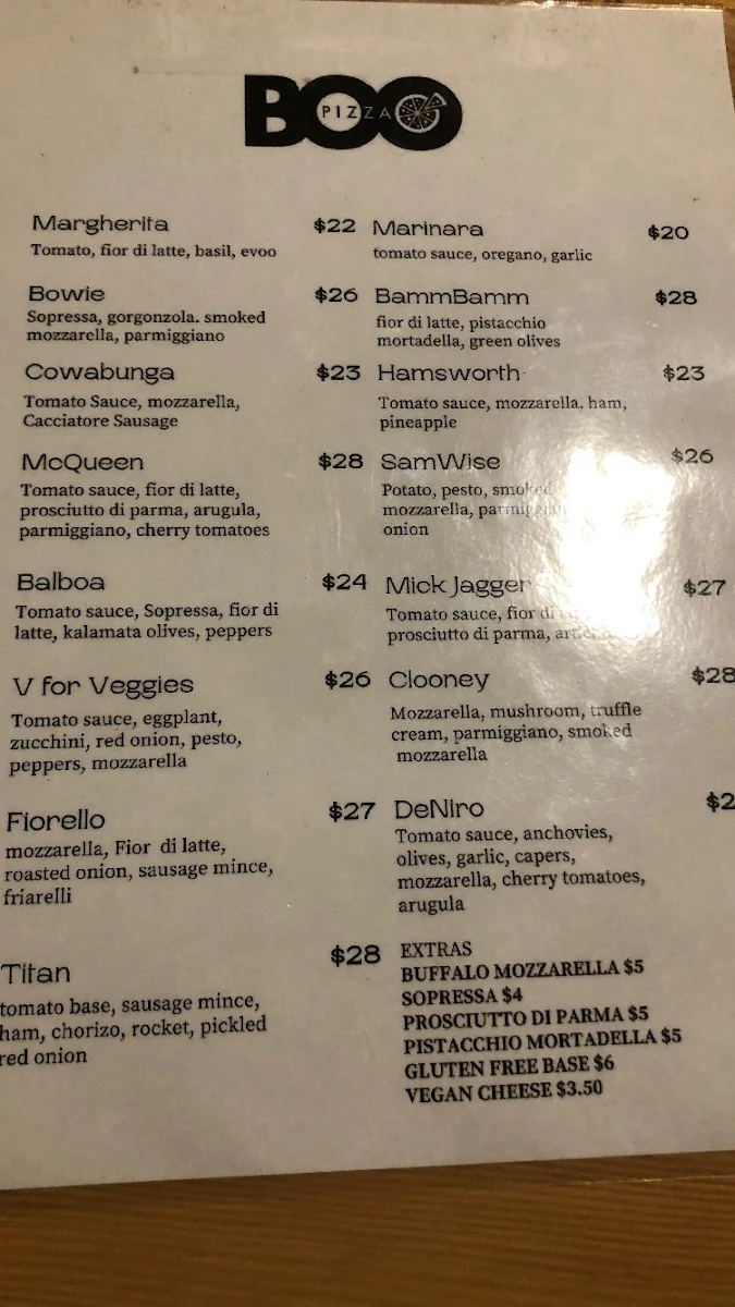 Menu, BOOtoo